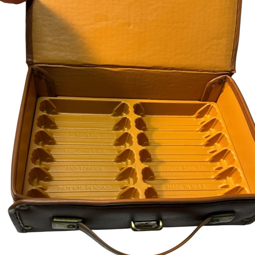 Vintage 1970s Classic Brown Vinyl Cassette Tape Case Carrier MINTY Holds 12